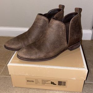 Michael Kors Distressed Leather Ankle Bootie